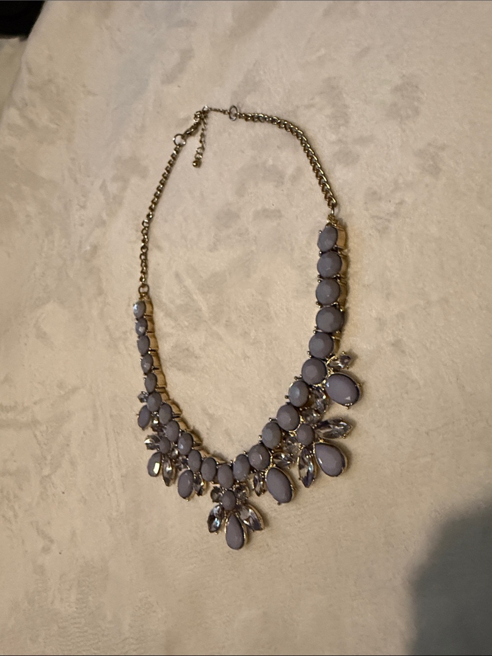 Lavender Statement Bib Necklace - Gold Chain